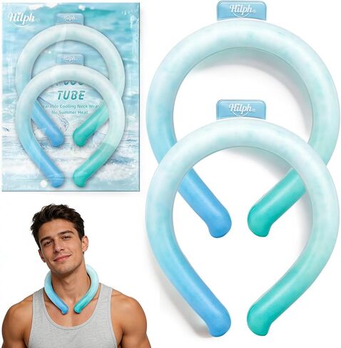 Hilph Neck Cooling Tube 2PCS, Cooling Neck Wraps for Summer Heat and Hot Flash, Lightweight Neck Cooling Ring for Outdoor Sports, Work, Gardening, Hot Flash Relief for Women, Men, Kids, Pets in Kuwait