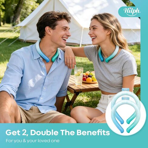 Hilph Neck Cooling Tube 2PCS, Cooling Neck Wraps for Summer Heat and Hot Flash, Lightweight Neck Cooling Ring for Outdoor Sports, Work, Gardening, Hot Flash Relief for Women, Men, Kids, Pets in Kuwait