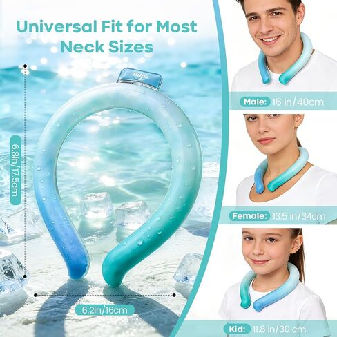 Hilph Neck Cooling Tube 2PCS, Cooling Neck Wraps for Summer Heat and Hot Flash, Lightweight Neck Cooling Ring for Outdoor Sports, Work, Gardening, Hot Flash Relief for Women, Men, Kids, Pets in Kuwait