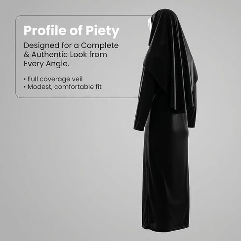 LKJ Halloween Nun Costume for Women Cosplay Costume Dress Outfit Nun Habit With Nun Hat&White Collar& Cross Pendant in Saudi Arabia