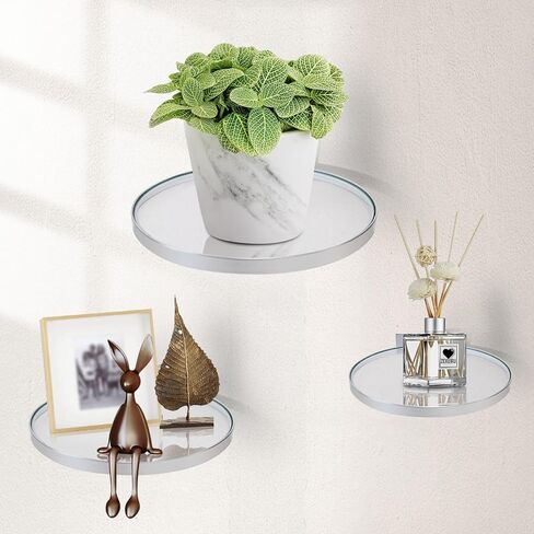 ZEXUIRU 3 Set Metal Glass Shelf for Wall Decor Bathroom Living Room Bedroom Kitchen Metal Mixed-Size, Decorative Glass Floating Wall-Mounted Tempered Shelf Rack Holder -Gold 7.8in/5.9in/3.9in in Saudi Arabia