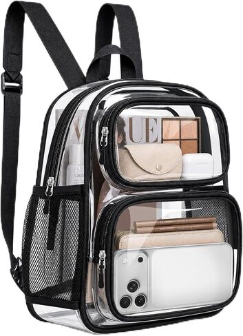 TILYMOL Clear Backpack Stadium Approved - Clear Bag 12 x 6 x 12 in with Upgraded PVC+TPU & Front Pocket Stadium Events, Transparent Backpack for Concerts Festivals Work Travel, Black in Saudi Arabia