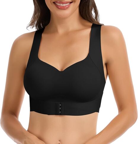 JOYSHAPER Posture Corrector Bra for Women Wireless Push Up Bralette Front Clousre Back Support Bra Full Coverage Brasieres in Kuwait
