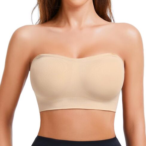 Strapless Bra for Women Seamless Non-Slip Padded Bandeau Bra Wireless Push Up Tube Top Bralette in Saudi Arabia