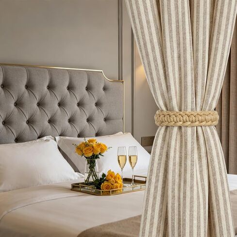 4PCS Braided Curtain Tiebacks, Boho Curtain Tiebacks, Elegant Rustic Curtains Tie Backs, Curtains Holdback for Bedroom, Living Room, Home and Offices (Linen) in Saudi Arabia