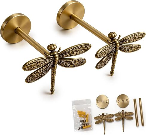 2 Pack Brass Dragonfly Curtain Holdbacks, Decorative Curtain Tiebacks Wall Mount Curtain Ties, Elegant Drape Hooks，for Home Bedroom Window Decor in Saudi Arabia