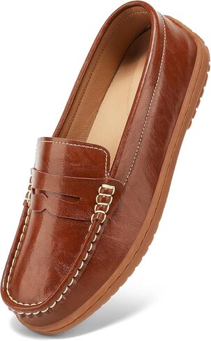 BEAUSEEN Women's Classic Handsewn Penny Loafers - Casual Slip On Moccasin Driving Shoes Lightweight Walking Flats Comfort Women Loafer Shoes in Saudi Arabia