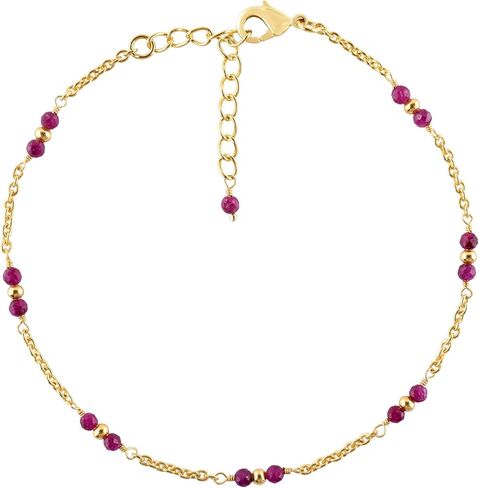 Anklet Gold Plated Ball Ankle Bracelet for Women Natural Stone Handmade Boho Summer Beach Jewelry 9+1.5 inch Chakra Crystal Christmas Gifts in Saudi Arabia