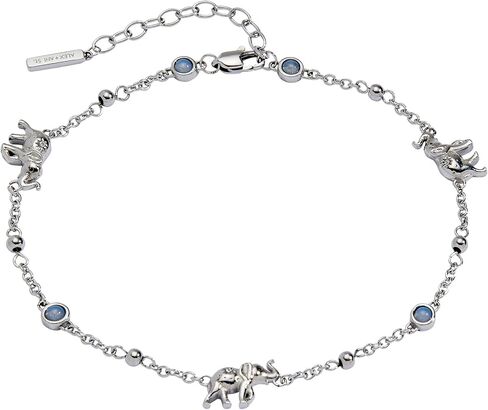 خلخال ساحر من Alex and Ani Elephant | فضة وأوبال | خلخال سلسلة | خلخال حيوان لذيذ | مجوهرات الحيوان للنساء in Kuwait