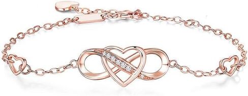 Infinity Heart Ankle Bracelet for Mom Women - Cubic Zirconia Rose Gold Summer Beach Stylish Foot Chain Summer Vacation Jewelry Gift in Saudi Arabia