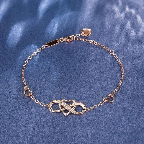Infinity Heart Ankle Bracelet for Mom Women - Cubic Zirconia Rose Gold Summer Beach Stylish Foot Chain Summer Vacation Jewelry Gift in Saudi Arabia