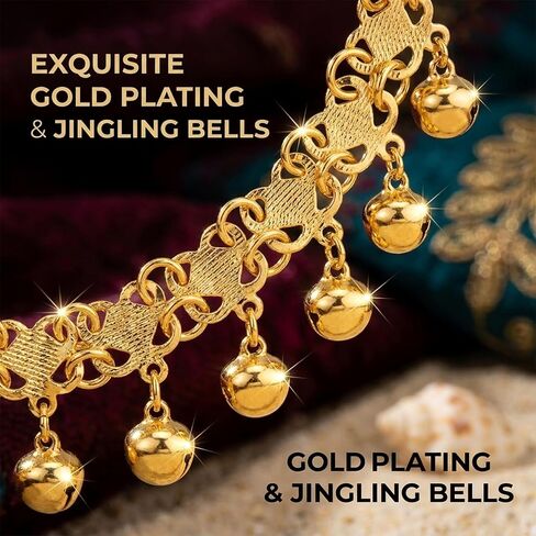 Boho Jingling Bell Anklet for Women Vintage Gold Bell Bracelets Adjustable Layered Indian Jingle Gypsy Vintage Ankle Barefoot Sandals Feet Foot Chain Bohemia Indian Anklets for Women in Saudi Arabia