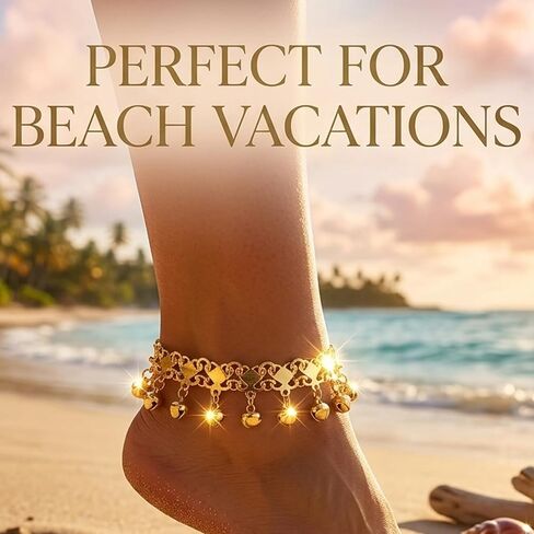 Boho Jingling Bell Anklet for Women Vintage Gold Bell Bracelets Adjustable Layered Indian Jingle Gypsy Vintage Ankle Barefoot Sandals Feet Foot Chain Bohemia Indian Anklets for Women in Saudi Arabia