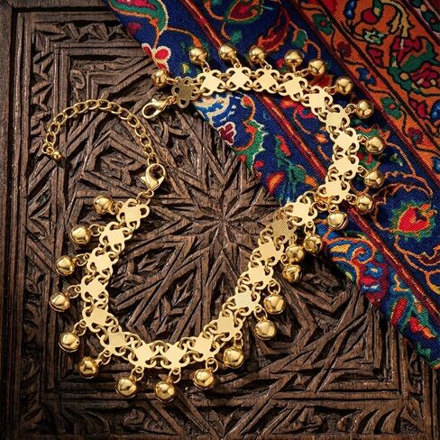 Boho Jingling Bell Anklet for Women Vintage Gold Bell Bracelets Adjustable Layered Indian Jingle Gypsy Vintage Ankle Barefoot Sandals Feet Foot Chain Bohemia Indian Anklets for Women in Saudi Arabia