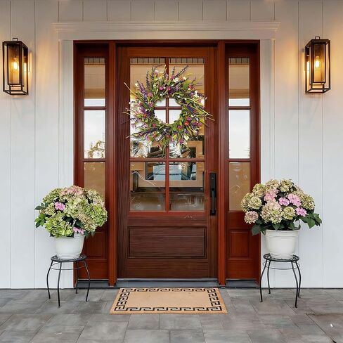 24 Inch Spring Summer Floral Wreath for Front Door, Artificial Colorful Flower Door Wreath with Lavender, Daisies, Eucalyptus & Willow Leaves, Farmhouse Decor for Indoor Outdoor Home, Window, Wedding in Saudi Arabia