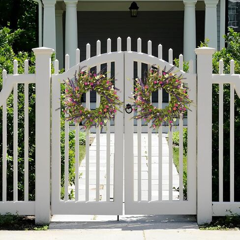 24 Inch Spring Summer Floral Wreath for Front Door, Artificial Colorful Flower Door Wreath with Lavender, Daisies, Eucalyptus & Willow Leaves, Farmhouse Decor for Indoor Outdoor Home, Window, Wedding in Saudi Arabia