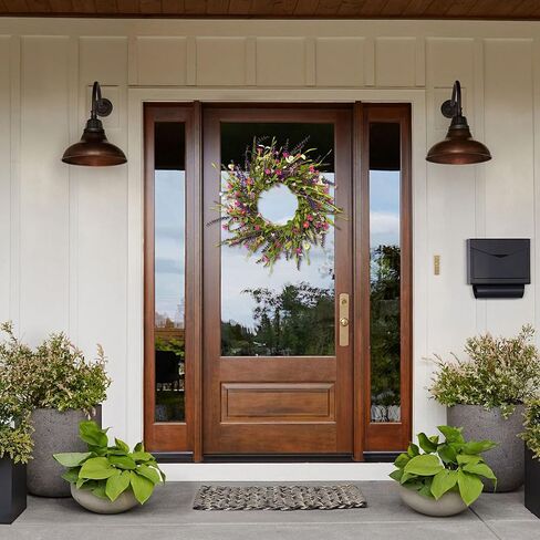 24 Inch Spring Summer Floral Wreath for Front Door, Artificial Colorful Flower Door Wreath with Lavender, Daisies, Eucalyptus & Willow Leaves, Farmhouse Decor for Indoor Outdoor Home, Window, Wedding in Saudi Arabia