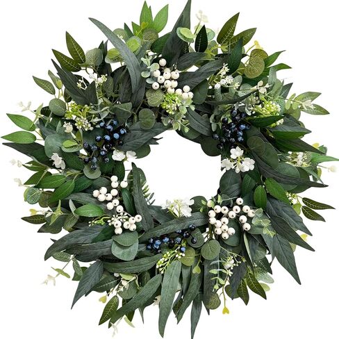 24'' Eucalyptus Wreaths for Front Door,Spring Summer Fall Winter Wreaths,Large Outdoor Greenery Wreaths for Porch,Wall,Holiday,Home Decor-Spring, Summer, Fall, Winter All Seasons in Saudi Arabia