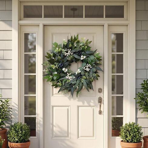 24'' Eucalyptus Wreaths for Front Door,Spring Summer Fall Winter Wreaths,Large Outdoor Greenery Wreaths for Porch,Wall,Holiday,Home Decor-Spring, Summer, Fall, Winter All Seasons in Saudi Arabia