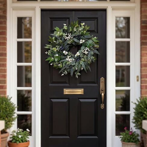 24'' Eucalyptus Wreaths for Front Door,Spring Summer Fall Winter Wreaths,Large Outdoor Greenery Wreaths for Porch,Wall,Holiday,Home Decor-Spring, Summer, Fall, Winter All Seasons in Saudi Arabia