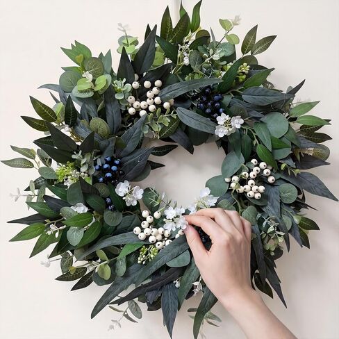 24'' Eucalyptus Wreaths for Front Door,Spring Summer Fall Winter Wreaths,Large Outdoor Greenery Wreaths for Porch,Wall,Holiday,Home Decor-Spring, Summer, Fall, Winter All Seasons in Saudi Arabia