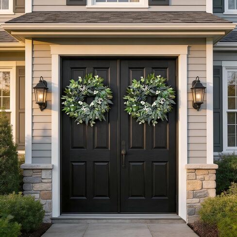 24'' Eucalyptus Wreaths for Front Door,Spring Summer Fall Winter Wreaths,Large Outdoor Greenery Wreaths for Porch,Wall,Holiday,Home Decor-Spring, Summer, Fall, Winter All Seasons in Saudi Arabia