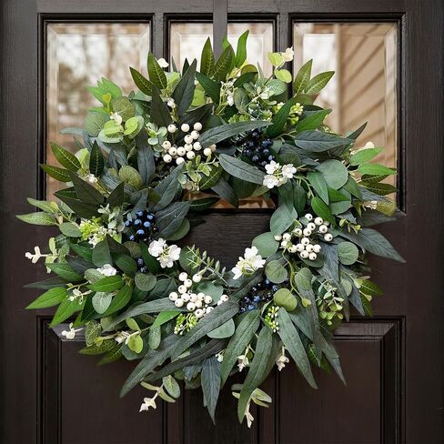 24'' Eucalyptus Wreaths for Front Door,Spring Summer Fall Winter Wreaths,Large Outdoor Greenery Wreaths for Porch,Wall,Holiday,Home Decor-Spring, Summer, Fall, Winter All Seasons in Saudi Arabia