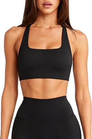 QUOJIZY Racerback Bras for Women Open Back Strappy Yoga Sports Bra Halter Square Neck Cropped Workout Tank Top in Saudi Arabia