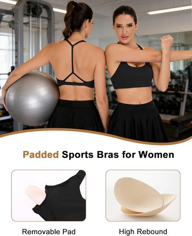 QUOJIZY Racerback Bras for Women Open Back Strappy Yoga Sports Bra Halter Square Neck Cropped Workout Tank Top in Saudi Arabia