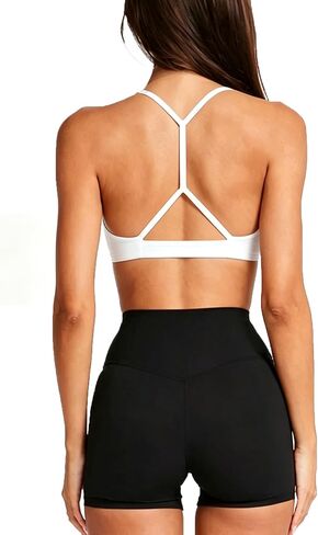 QUOJIZY Racerback Bras for Women Open Back Strappy Yoga Sports Bra Halter Square Neck Cropped Workout Tank Top in Saudi Arabia
