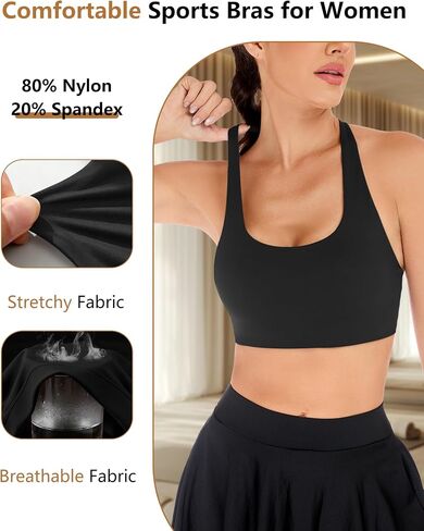 QUOJIZY Racerback Bras for Women Open Back Strappy Yoga Sports Bra Halter Square Neck Cropped Workout Tank Top in Saudi Arabia