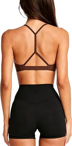 QUOJIZY Racerback Bras for Women Open Back Strappy Yoga Sports Bra Halter Square Neck Cropped Workout Tank Top in Saudi Arabia
