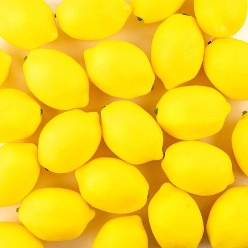 50 Pcs Fake Lemons 3.1 x 2.1 Inch Fake Fruit Faux Yellow Lemon Decor Lifelike Simulation Artificial Lemons for Party Table Summer Kitchen Vase Filler Wreath Garland Photography Prop Decoration in Kuwait