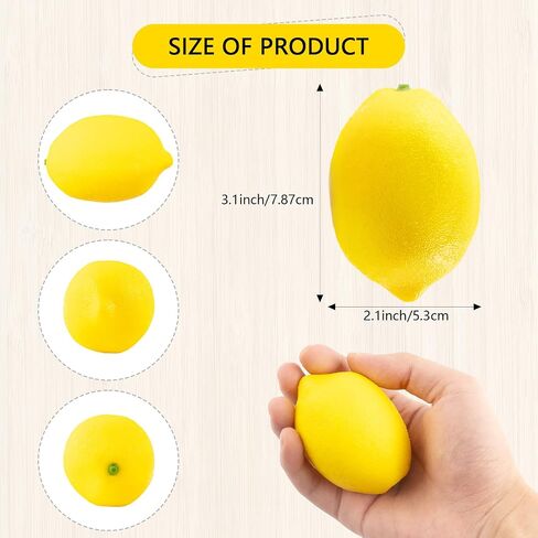 50 Pcs Fake Lemons 3.1 x 2.1 Inch Fake Fruit Faux Yellow Lemon Decor Lifelike Simulation Artificial Lemons for Party Table Summer Kitchen Vase Filler Wreath Garland Photography Prop Decoration in Kuwait