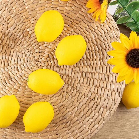 50 Pcs Fake Lemons 3.1 x 2.1 Inch Fake Fruit Faux Yellow Lemon Decor Lifelike Simulation Artificial Lemons for Party Table Summer Kitchen Vase Filler Wreath Garland Photography Prop Decoration in Kuwait