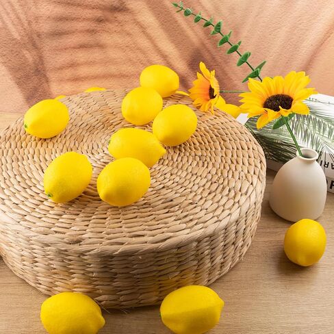 50 Pcs Fake Lemons 3.1 x 2.1 Inch Fake Fruit Faux Yellow Lemon Decor Lifelike Simulation Artificial Lemons for Party Table Summer Kitchen Vase Filler Wreath Garland Photography Prop Decoration in Kuwait