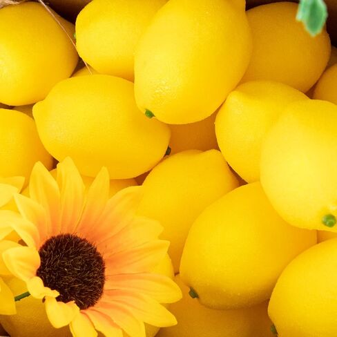 50 Pcs Fake Lemons 3.1 x 2.1 Inch Fake Fruit Faux Yellow Lemon Decor Lifelike Simulation Artificial Lemons for Party Table Summer Kitchen Vase Filler Wreath Garland Photography Prop Decoration in Kuwait
