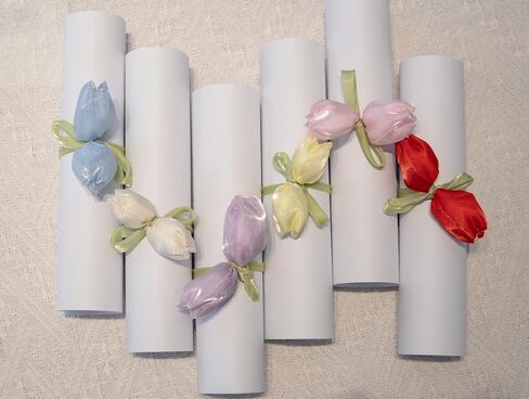 [12 Pcs] 15" Tulip Flower Decorative Ties 6 Assorted Colors Silky Satin Ribbon for Curtain Tiebacks, Floral Gift Wrapping, Bouquet Binds, Home Decor Wedding, Party, Favor Decor Clothing Accessories in Saudi Arabia