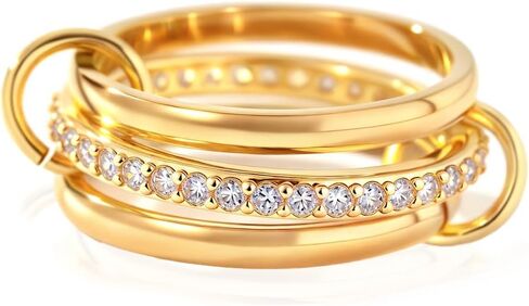 Gold Silver Stackable Rings for Women Non Tarnish 18K Gold Plated Rings Stackable Rings Set Dainty Cubic Zirconia CZ Trendy Ring Gold Silver Jewelry Gift for Women in Saudi Arabia