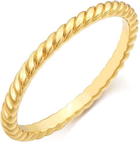STORYJEWELLERY خواتم مطلية بالذهب للنساء، خاتم مطلي بالذهب، أساور زفاف قابلة للتكديس للنساء، حلقة ملتوية رفيعة، حلقات متراصة بسيطة in Kuwait