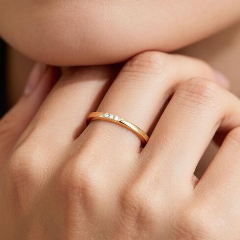 MSBLUE® 3-Stone Moissanite Wedding Band, Stackable Ring for Women in Saudi Arabia