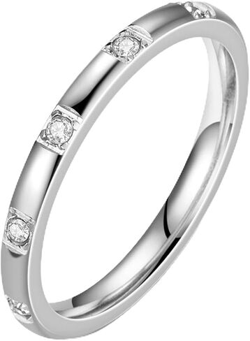 JUDE Jewelers 2mm Stainless Steel Eternity Wedding Band Stackable Ring in Saudi Arabia