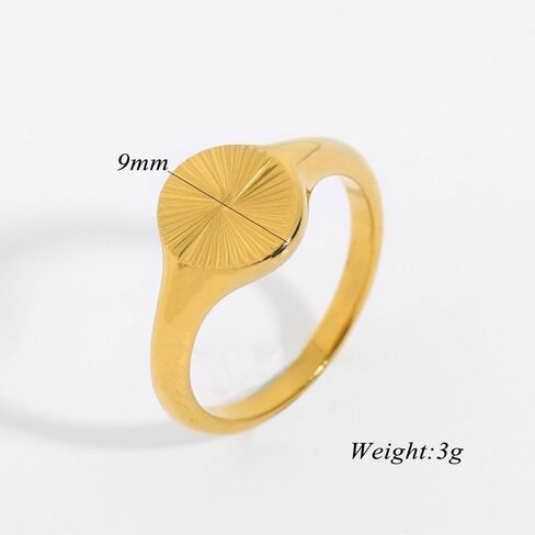PCY Stainless Steel Round Signet Band Rings for men women Gold Silver Sunshine Pattern High Polished Stackable Hypoallergenic Wedding Cocktail Party Promise Statement Holiday Ring in Saudi Arabia