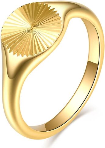 PCY Stainless Steel Round Signet Band Rings for men women Gold Silver Sunshine Pattern High Polished Stackable Hypoallergenic Wedding Cocktail Party Promise Statement Holiday Ring in Saudi Arabia