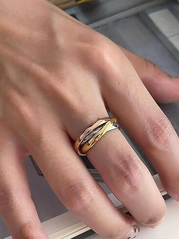 304 Stainless Steel Triple Stacking Rings Interlocked Rolling Rings Link Connected Statement Piece Triple Band Stackable Ring for Women Men Minimalist Anti Anxiety Fidget Ring Birthday Gift in Saudi Arabia