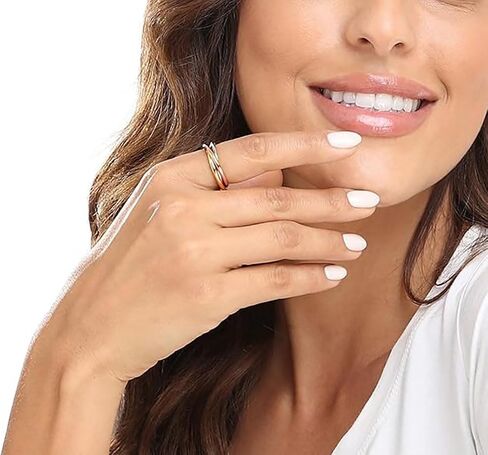 304 Stainless Steel Triple Stacking Rings Interlocked Rolling Rings Link Connected Statement Piece Triple Band Stackable Ring for Women Men Minimalist Anti Anxiety Fidget Ring Birthday Gift in Saudi Arabia