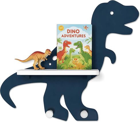 Dinosaur Wooden Wall Shelf Parlor Boudior Children's Decorative Dinosaur Wall Shelf with Hanging Pegs in Saudi Arabia