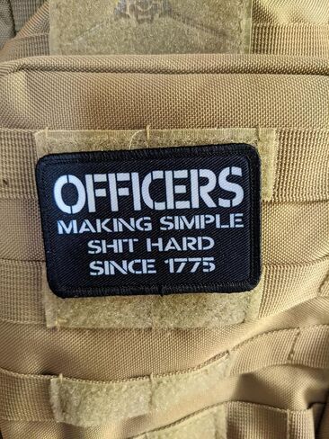 Funny Military Morale Patch About Officers, 1 Piece, Rectangle, Black, 2x3 Inch, Tactical, Hook and Loop Backing, Adult in Kuwait