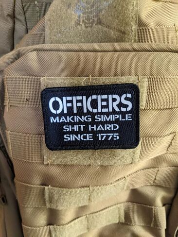 Funny Military Morale Patch About Officers, 1 Piece, Rectangle, Black, 2x3 Inch, Tactical, Hook and Loop Backing, Adult in Kuwait