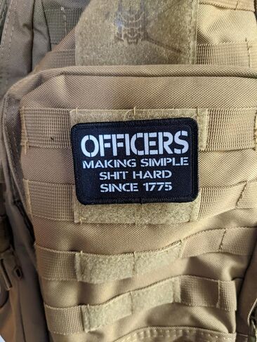 Funny Military Morale Patch About Officers, 1 Piece, Rectangle, Black, 2x3 Inch, Tactical, Hook and Loop Backing, Adult in Kuwait